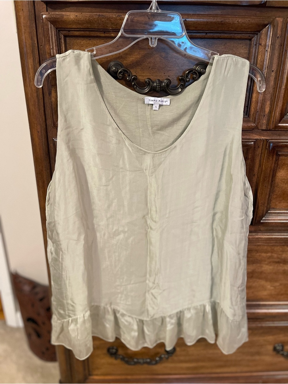 Tempo Paris Sage Ruffle-Hem Sleeveless Top